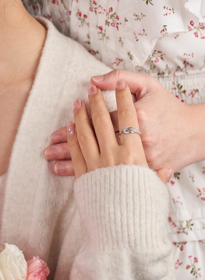 IMOLOVE هدية عيد الأم من إيمولوف: خواتم الحب بين الأم وابنتها، خاتم زفاف من المويسانايت، خواتم مويسانيت للنساء، خاتم عقدة مربعة للأم وابنتها - 95 - Image 4